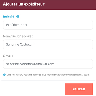 Exemple d'ajout d'un expéditeur